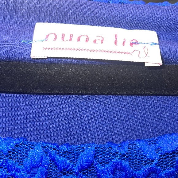 Nina Lie Italian Brand Vivid Blue Lace long sleeved Dress - Picture 3 of 6